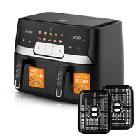 Friteuse à air double panier RAF 1700W+1700W 9L avec écran LED pour poulet frit et frites, cuisine familiale 220-240V