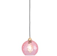 Lámpara de Techo LED Nerium de Marca Española, con Pantalla de Vidrio Rosa, 1 Luz, Montaje en Superficie, para Hogar u Oficina, Base de Hierro con Acabado Dorado, Flexible
