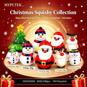Balles Squishy en Mousse PU à Remontée Lente pour Noël, Motifs Père Noël, Bonhomme de Neige, Renne - Vente en Gros - Product Image 1