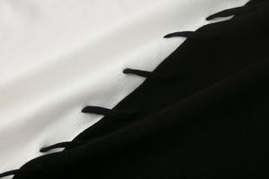 Fabricant de robes pull en maille mi-longues ajustées bicolores pour fêtes et dîners, OEM/ODM - Product Image 5
