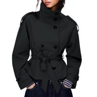 Veste matelassée à col montant Rnshanger pour femme, décontractée, écologique, respirante, manches longues, ceinture, double boutonnage, style urbain