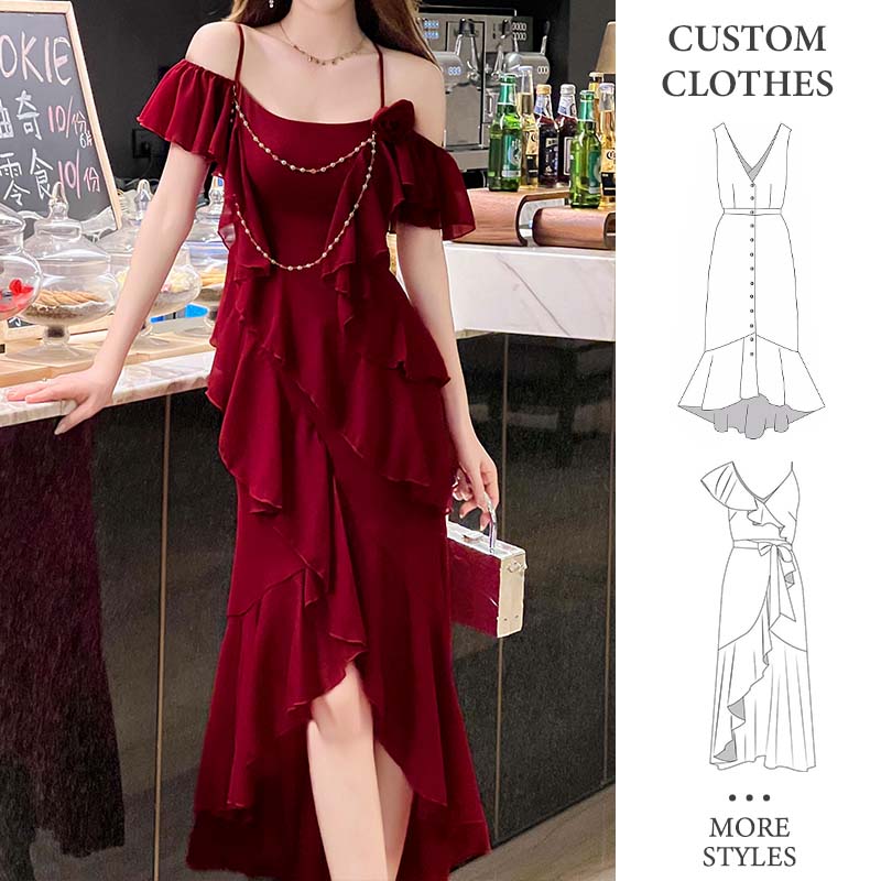 Latest Design Plain Chiffon Dress Elegant Stylish
