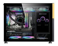 Boîtier PC gaming MATX Zeromaster Mid Tower avec écran LCD, design en verre trempé transparent et ventilateur de refroidissement ARGB
