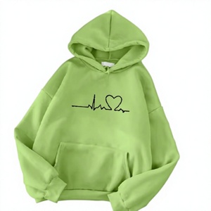 Sudadera con Capucha Blanca para Mujer, con Estampado de Latido de Corazón, de Algodón Tejido, Casual, de Manga Larga, con Bolsillo Frontal con Logotipo - Product Image 2