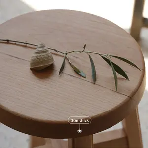 Minimalist Modern Thickened <b>Round</b> Solid Wood Stackable Dining <b>Stool</b> Home Furnishings - Product Image 2