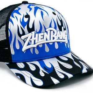 Gorra Trucker de Alta Calidad con Estampado de Llamas, Gorra Trucker con Estampado Puff, Gorra Trucker Personalizada para Ropa Urbana Unisex - Product Image 1