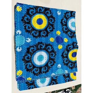 Handcrafted Kantha Cotton <b>Quilt</b> Bedspread Designed With Soft Layers And Decorative Block Printed Finish - Product Image 3