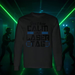 T-shirt personnalisable à manches longues Phaser pour joueurs de Lasertag, design 'Keep Calm and Play Lasertag' pour les fans de Lasergame - Product Image 2