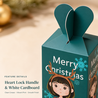 Boîtes cadeaux personnalisées pour bonbons de Noël en carton blanc avec poignée en forme de cœur pour l'emballage de friandises de fête de fin d'année, vente en gros