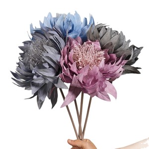Arreglo Floral Artificial de Flores de Emperador, en Tonos Rosa, Morado, Grisáceo, Azul Claro y Azul Niebla, Pétalos de PVC, Planta Completa, Decoración de Interiores - Product Image 5