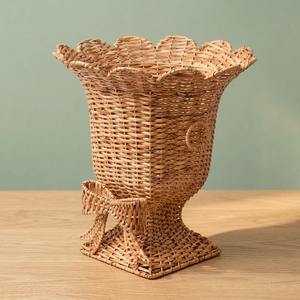 High Quality Elegant <b>Wicker</b> Footed Urn Handmade Woven Rattan <b>Vase</b> For Dry Flowers Minimalism Rattan Tabletop <b>Vase</b> From Vietnam - Product Image 1