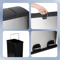 SY personnalisé 2X20L en acier inoxydable double poubelle Double compartiment cuisine pédale poubelle pour usage domestique et stockage