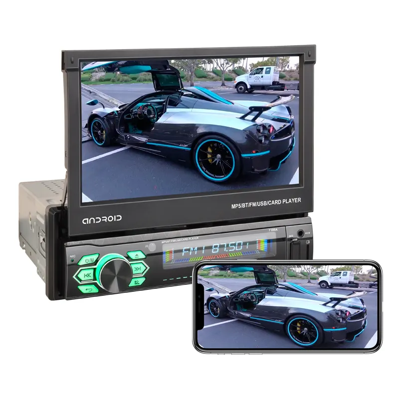 7 inch Android Universal Car Radio DVD Player with GPS USB Retractable Screen Car Video