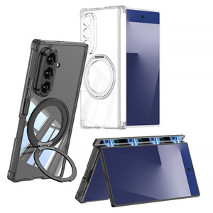 Custodia Nera Trasparente con Pellicola per Samsung Z Fold 7, Supporto Magnetico Girevole, Anello Ultra-sottile, Anti-caduta - Product Image 5