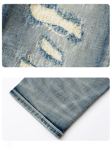 Jeans de mezclilla para hombre con bolsillos traseros bordados de costuras resistentes, corte recto de cintura media, estilo moderno - Product Image 5