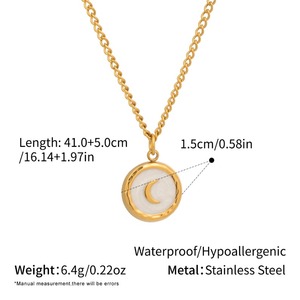 Ensemble de colliers et de boucles d'oreilles avec pendentif lune en acier inoxydable pour femmes, ensemble cadeau de bijoux de mode plaqué or <span class=keywords><strong>T95</strong></span> - Product Image 6