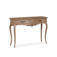 Console d'entrée de style provincial français en chêne patiné, 2 tiroirs, sculptée, pour hôtel, vente en gros, OEM, sur mesure.