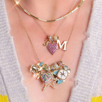 Gemnel Haute Qualité Bijoux en Argent 925 Cristal Rubis arc-en-ciel amour Coeur Charm Colliers en or véritable