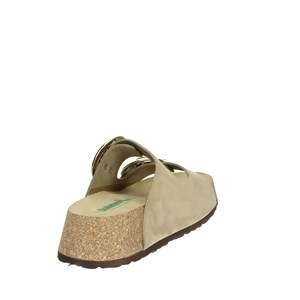 Pantuflas de Plataforma para Mujer Bionatura, Parte Superior de Cuero Beige, Calzado Cómodo - Product Image 3