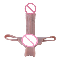 S8041-PC En gros Godemiché pénien creux en silicone réaliste avec 3 embouts, pour l'agrandissement du pénis et l'amélioration du plaisir sexuel en couple, à porter sous la lingerie