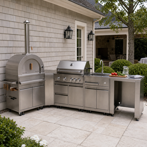 Isola Grill Modulare a L per Esterni in Acciaio Inox SS304 per Cucina Esterna con Griglia a Gas - Product Image 1