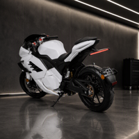 Electric Sportbike Streetbikes 3000W 72V Mid Drive ABS Gold Inverted Fork Radial 4-Piston Chain Drive White >80km/h E-Moto