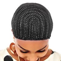 Leeons vente en gros de cheveux élastiques noirs tressés au crochet bonnet de perruque pour la fabrication de perruques taille moyenne bretelles réglables