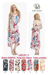 Abito lungo da donna Dolado con spalline sottili, stampa floreale, in chiffon, vestibilità ampia, orlo asimmetrico, estivo, casual, traspirante, in tessuto - Product Image 1