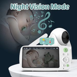 NOUVEAU Moniteur vidéo HD 1080p pour bébé Vision nocturne Activé par le son Berceuses intégrées Audio bidirectionnel Moniteur pour bébé avec caméra - Product Image 4