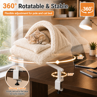 Hamac pour chat à fixer sur bureau, sans perçage, rotatif à 360°, en polaire pelucheuse, lit pour chat, nid pour chat, OEM ODM pour bureau et maison