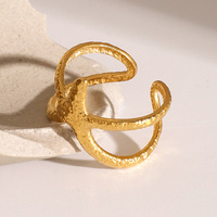 Bague ajustable Gaovo en acier inoxydable motif étoile de mer pour femme, bijou fantaisie texturé inspiré de l'océan, accessoire de mode, cadeau