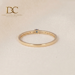 Bague classique en or massif 14 carats avec diamant de laboratoire et topaze bleue de Londres taille brillant, certifiée IGI, pour femme - Product Image 5