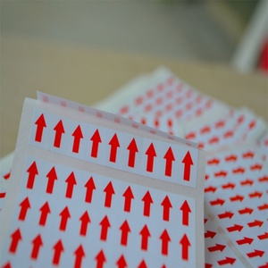 Autocollant adhésif en papier imperméable en stock usine pour réparation de vêtements, étiquette directionnelle flèche rouge pour produit défectueux, bougie - Product Image 2