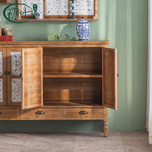 Natural <b>Wood</b> Color Entryway Shoe Cabinet American Country Style Living Room Tea Cabinet <b>Sideboard</b> Storage Furniture - Product Image 4