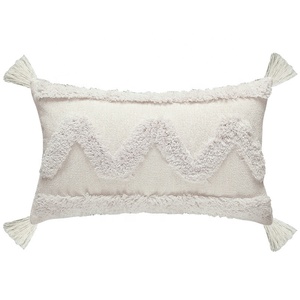 Taie d'oreiller blanche, 18x18 pouces, nouveau, style Boho, avec glands, Pom, <span class=keywords><strong>coussin</strong></span> torsadé, tissu en Chenille, couleur crème - Product Image 2