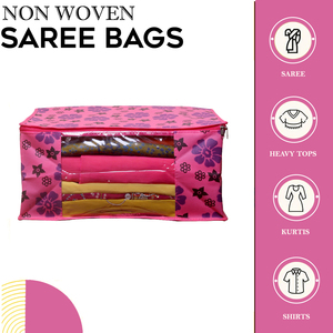 New Pink Flower Saree Covers With <b>Zip</b> Cover Packing <b>Bags</b> Saree Work Saree Cover For Women In Wholesale Price - Product Image 4