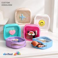 Trousse de Maquillage Brodé en Tissu Éponge, Sac de Toilette Portable et Imperméable, Sac de Rangement Carré Multifonctionnel – Accepte les commandes OEM et ODM