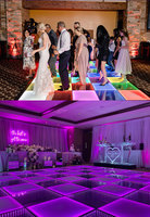 MEGA PRO LITES Plancher de danse LED magnétique RGB, miroir infini 3D, contrôle DMX, lumières vertes/jaunes/rouges/bleues, indice de protection IP53, mariage