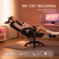 Fauteuil de Gaming Industriel en Gros avec Oreilles de Chat, Hauteur Réglable, Pivotant, Coussin en Tissu Confortable, Siège Ergonomique Inclinable de Type Racing