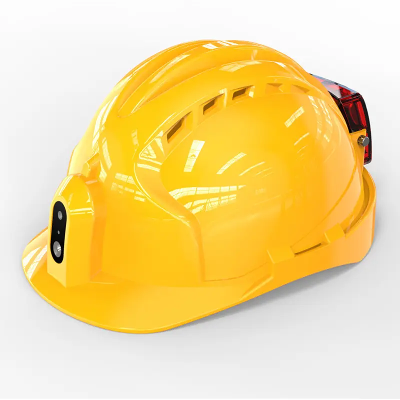 Topi keras putih konstruksi kustom dengan lampu mendaki, fitur helm keamanan SOS GPS ABS kamera langsung Wifi 4G
