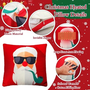 Customize Graphene Heated Lumbar Support Pillow <b>USB</b> <b>Heating</b> 5 Heat Settings Anti-Dust Mite Removable Washable Christmas Pillow - Product Image 5