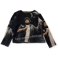 High Street tissé tapisserie pull personnalisé hommes mode rappeur Streetwear Tapisserie coupe et coudre tige vague col rond fabricant