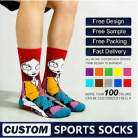 Chaussettes mi-mollet personnalisables pour couple, motif dessin animé, automne-hiver, tendance, respirantes, pour Halloween, en coton, pour le sport