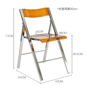 Sedia Pieghevole Trasparente Moderna con Schienale in Acrilico e Telaio in Metallo, Sedia Salvaspazio per Sala da Pranzo e <span class=keywords><strong>Soggiorno</strong></span> - Product Image 6