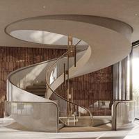 Escalier en pierre sculptée courbé pour grandes propriétés privées