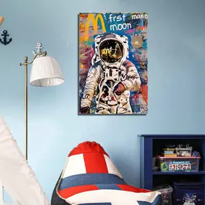 Original Art Street Graffiti Astronaut Kids 'Pop Art Poster Prints Canvas Abstract Wall Decor for Home Room