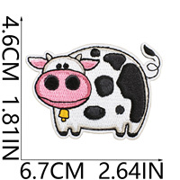 Patch brodé en gros motif vache de dessin animé, mignon animal de la ferme, thermocollant, applique brodée personnalisée pour vêtements, sacs à dos, chapeaux