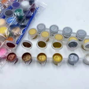 Juego de pintura acrílica metálica de alta calidad al por mayor con pincel, 6 colores, 12 ml, no tóxica, para pintar sobre lienzo y arte. - Product Image 2