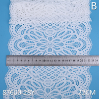 Tissu en dentelle élastique extensible de 23 cm, dentelle blanche et noire teinte de haute qualité, garniture en dentelle 90% nylon 10% élasthanne pour femmes