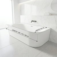 Baignoire autoportante en acrylique avec jupe murale, pour hôtel, appartement, maison, bain à remous avec 2 côtés en faïence, haute qualité